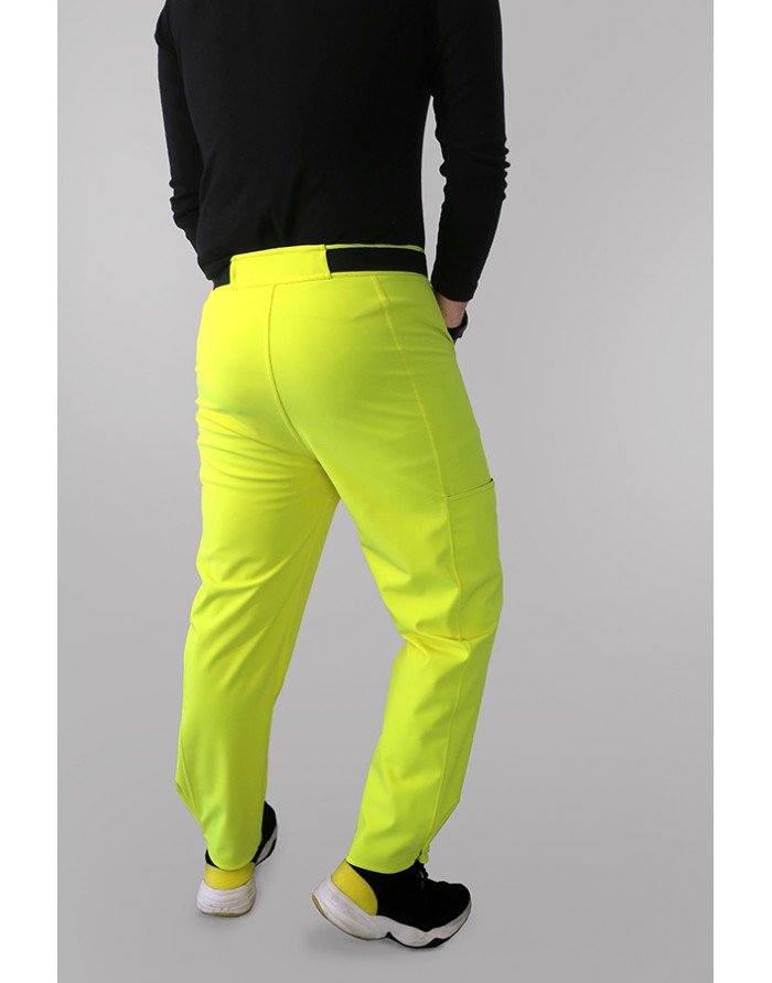 jaune fluo, fluo, haute visibilité, montagne, pantalon cargo, pantalon ajusté, ajusté, moulant, slim, décontractée